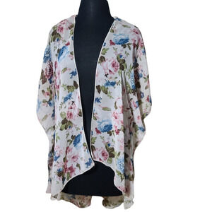 minimi sheer floral cover up , kimono short sleeve sz M